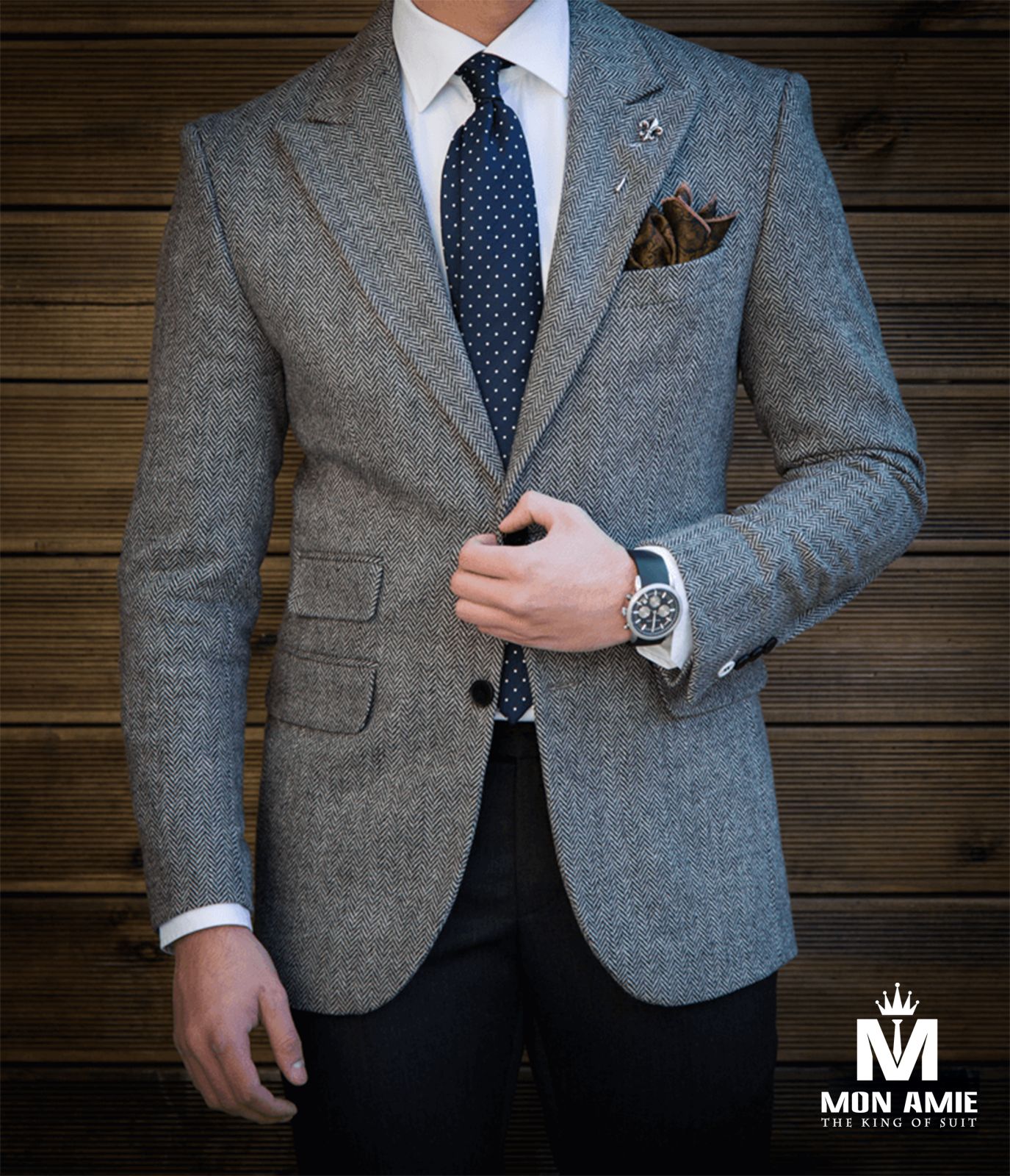 Herringbone Light Grey Blazer